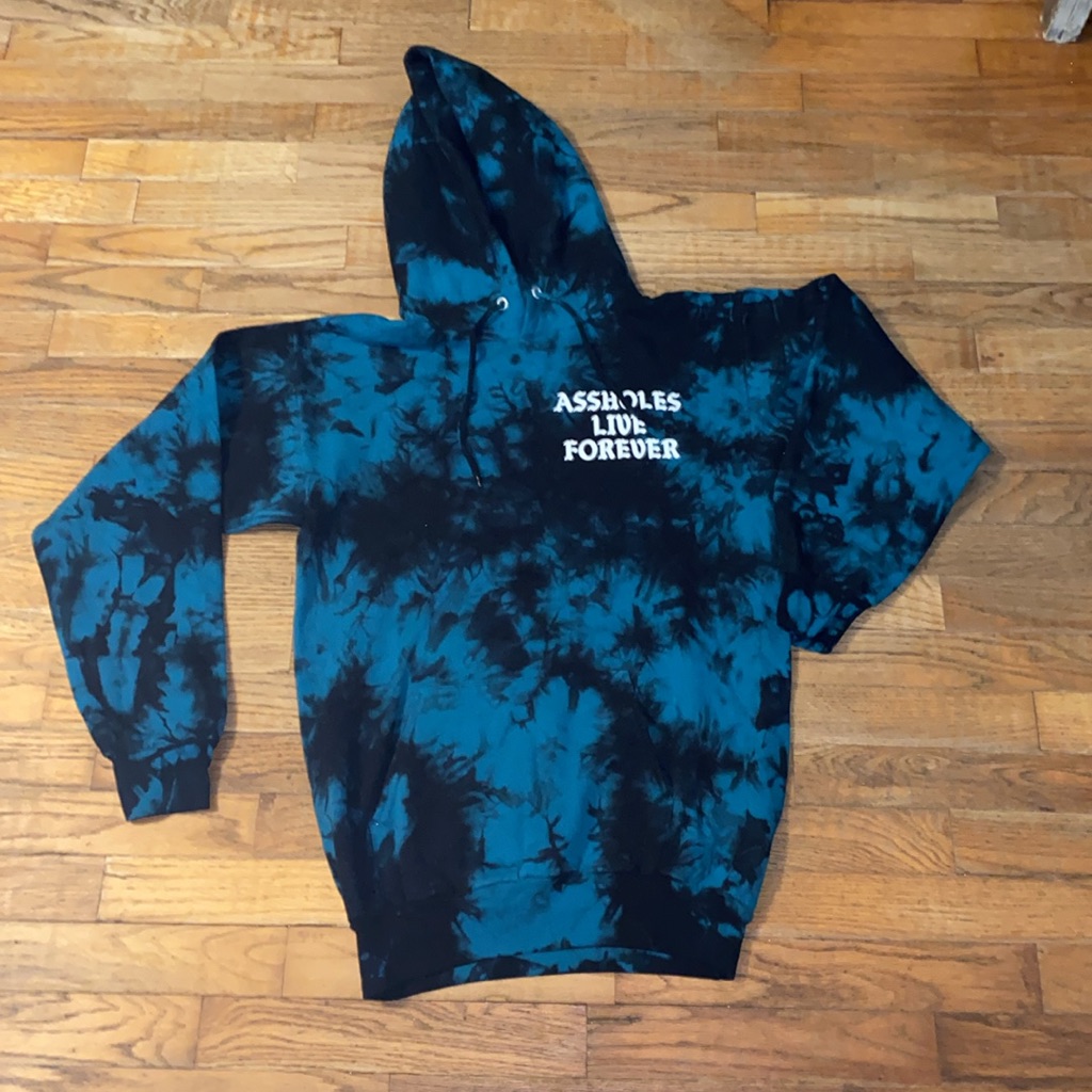 A.L.F. Blue&Black Tie Dyed Blue And Black Graphic Hoodie Brand New Without Tags